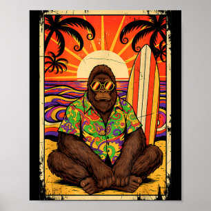Poster prancha de surf vintage Bigfoot beach