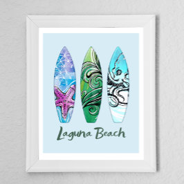 Poster Pranchas de Surf da Laguna Beach Califórnia 