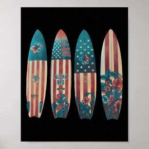 Poster Pranchas de Surf Patrióticas Surfista de Surf 4t