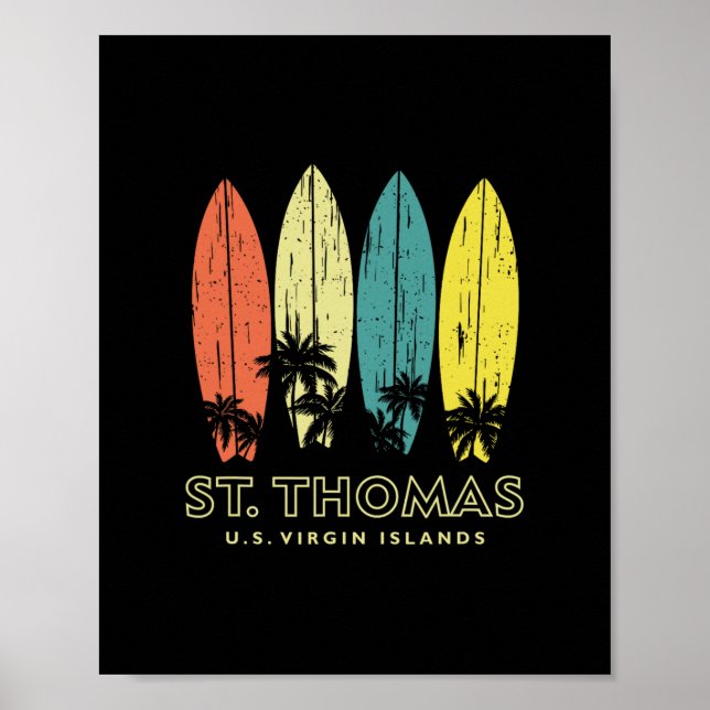 Poster Pranchas de Surf Retro St Thomas Meninos Meninas S (Frente)