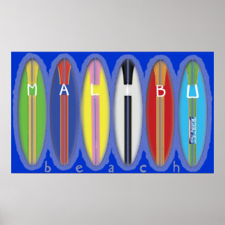 Poster Pranchas de surfe da praia de Malibu