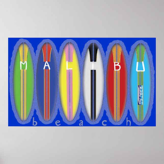 Poster Pranchas de surfe da praia de Malibu (Frente)
