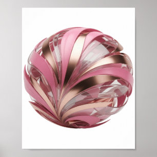 Poster Prata Artística BOLA METÁLICA ROSA E DOURADA