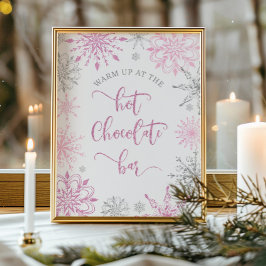 Poster Prata cor-de-rosa Quente no bar de chocolate quent