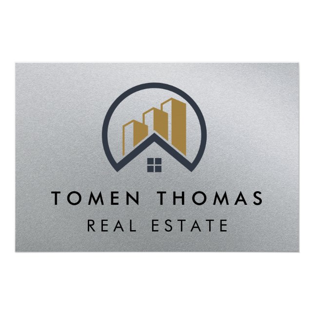 Pôster Prata de Glamor | Imobiliário Preto e Branco (Frente)