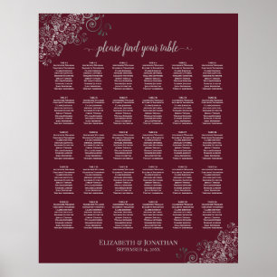 Poster Prata no Burgundy 30 Gráfico de Assentos de Casame
