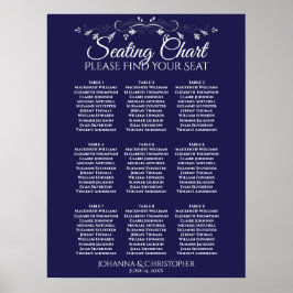 Poster Prata no Marinho Blue 9 Mesa Gráfico de Casamento