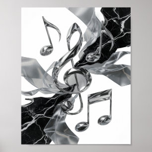 Poster Prateado Cativante MÚSICA EM MOVIMENTO Design Pers