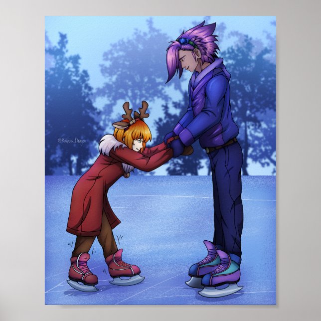 Poster Prática de patinação no gelo (Frente)