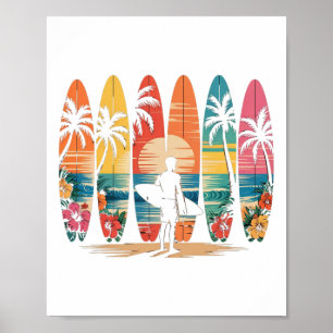 Poster Praticante de surfboard Havaí Onda Amante de surf