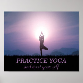 Poster Pratique o Yoga Motivational Cote Roxo Preto