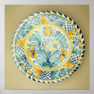 Pôster Prato 'Bluedash' Delftware, cerâmica Lambeth