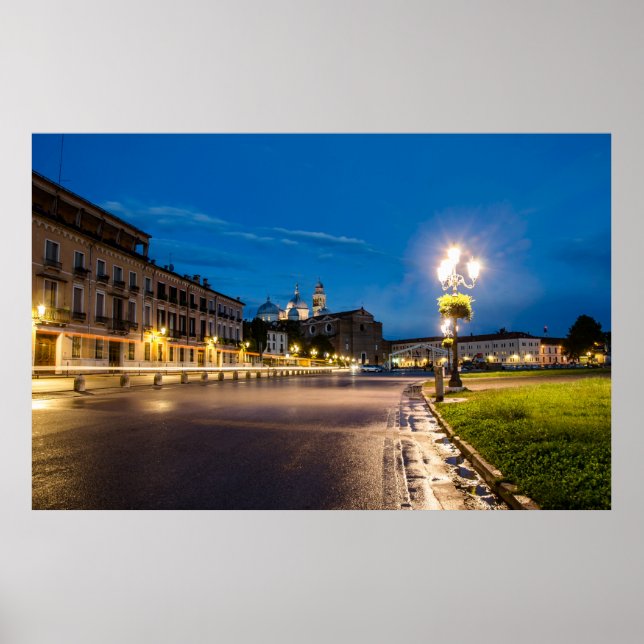 Poster Prato della Valle à noite em Padova, Itália (Frente)