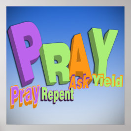 PÔSTER PRAY ACRONYM - PRAY REPENT ASK YIELD