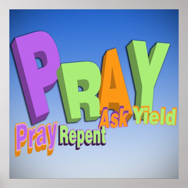 PÔSTER PRAY ACRONYM - PRAY REPENT ASK YIELD (Frente)