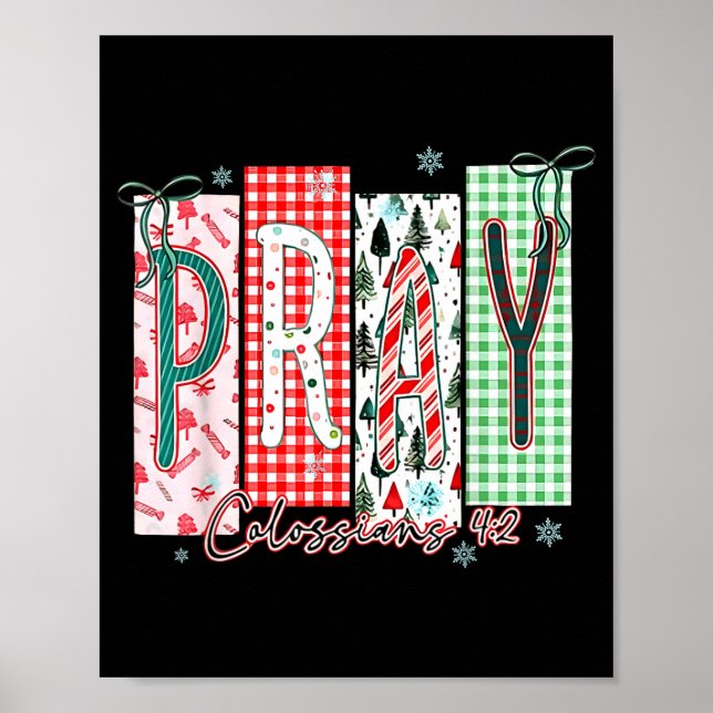 Poster Pray Christmas Santa Coquette Bow Women Girls  (Frente)