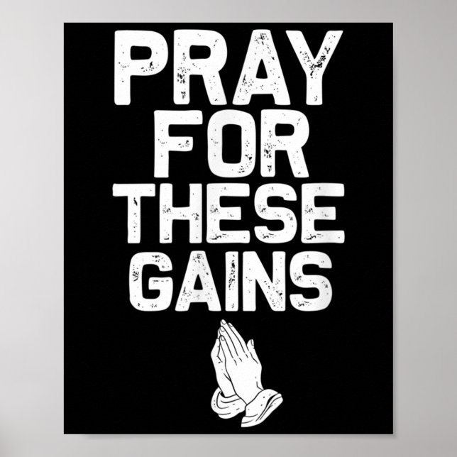 Poster Pray For These Gains Fitness Gym Motivational  (Frente)