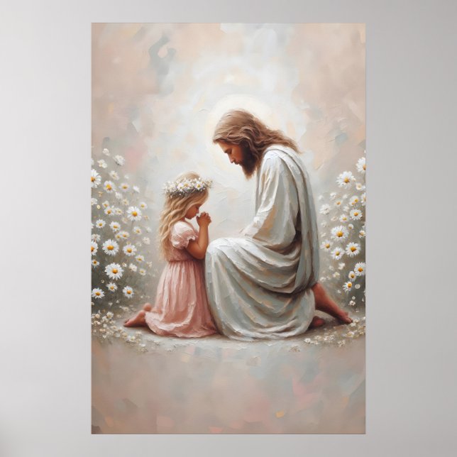 Poster Pray With You Jesus and Girl Jesus and Kids Christ (Frente)