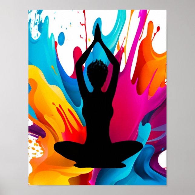 Poster Prayer Pose Yoga mulher pingou o cabelo Cor espiri (Frente)