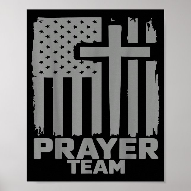 Poster Prayer Team American Flag Christian Family Christi (Frente)