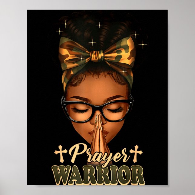 Poster Prayer Warrior Christians Camo African American Af (Frente)