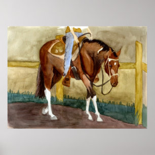 Pôster Prazer ocidental do cavalo da pintura das lições