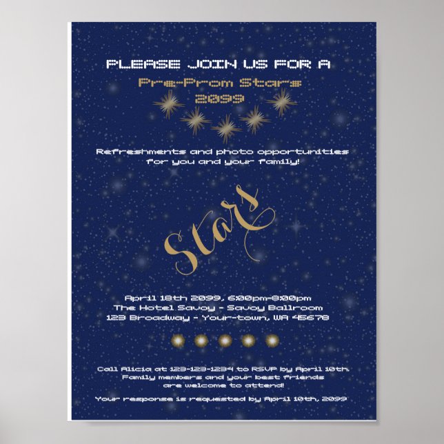 POSTER Pré-Baile de formatura, Estrelas noturnas p (Frente)