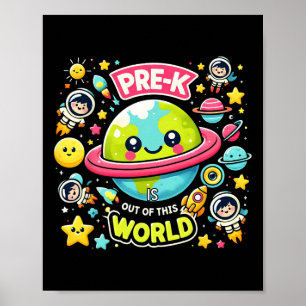 Poster Pré-escola é um plano de planetas espaciais fora d