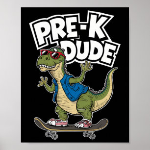 Poster Pré-escolar Cara Dinossauro Skate Parque Infantil