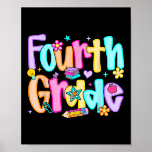 Poster Pré-escolar da quarta série de volta às aulas 4ª s