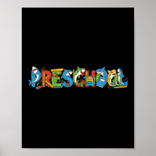 Poster Pré-Escolas Engraçadas De Tubarão Pré-K De Volta À