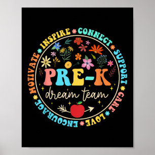 Poster Pré-k Dream Team Seja Amável De Volta À Escola