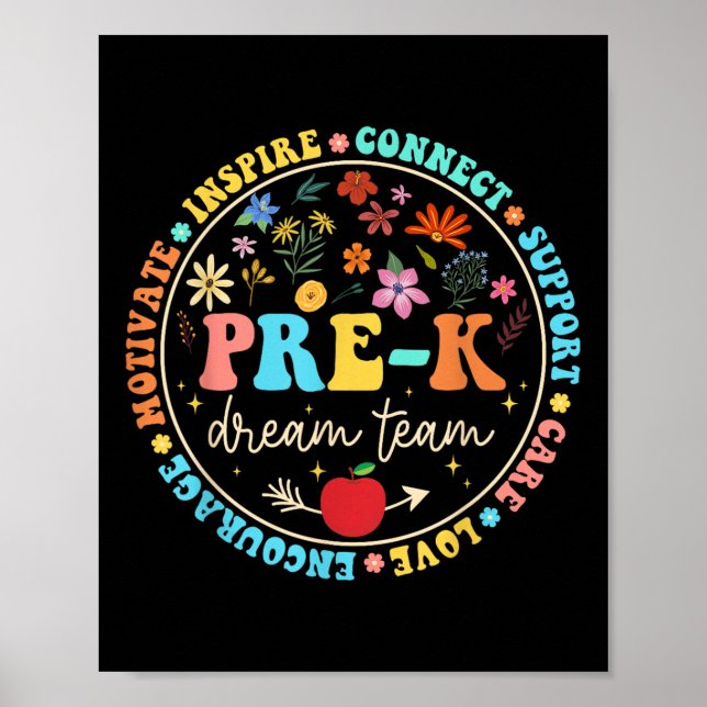 Poster Pré-k Dream Team Seja Amável De Volta À Escola (Frente)