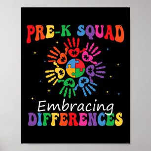 Poster Pré-K Esquadrão Embrulhando Diferenças Autismo Tea