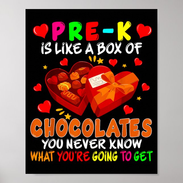 Poster Pre-k Funny Box Of Chocolates Valentine's Day Teac (Frente)