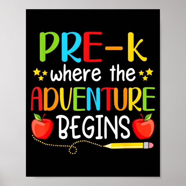 Poster Pré-k onde a aventura começa de volta às aulas  (Frente)