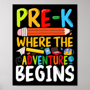 Poster Pré-k Onde a Aventura Começa Volta às Aulas Te