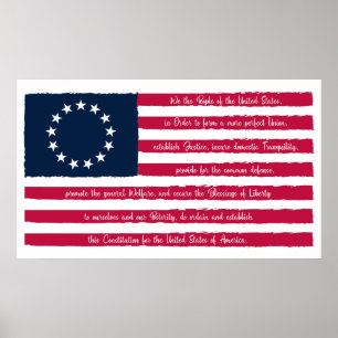 Poster Preâmbulo da Constituição Betsy Ross Flag