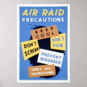 Poster Precauções da ataque aérea repentina WPA 1941