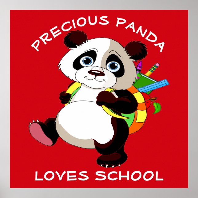 Poster Precioso Panda ama Escola (Frente)
