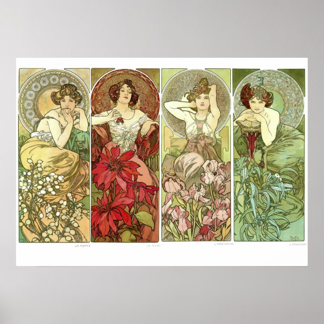 Poster Precioso Stones Art Nouveau por Alphonse Mucha (Frente)