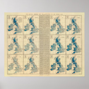 Pôster Precipitação, temperatura, ilhas britânicas
