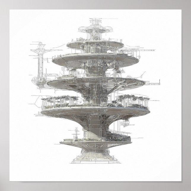 Poster Precision Engineering Art: Hydroponic Helix System (Frente)