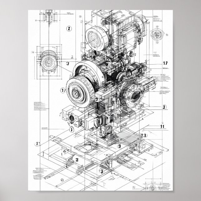 Poster Precision Engineering Art: Modular Machine (Frente)