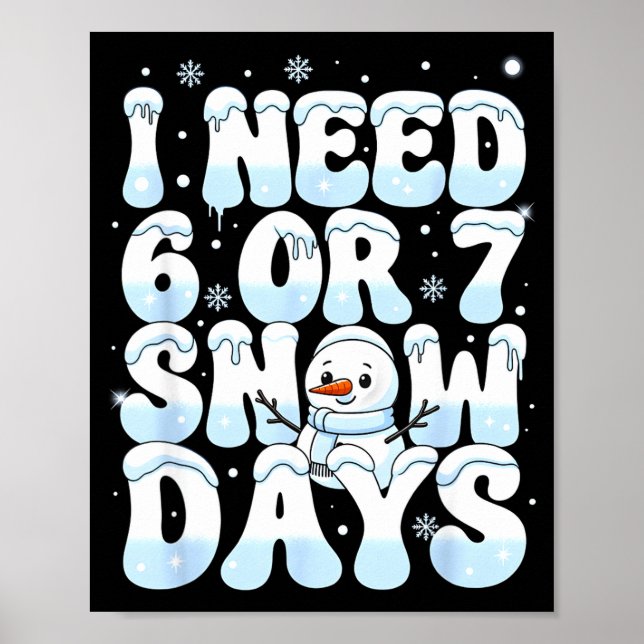 Poster Preciso de 6 7 Dias de Neve Boneco de Neve Engraça (Frente)