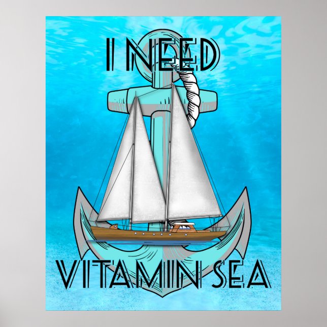 Poster Preciso De Barco De Mar De Vitamina (Frente)