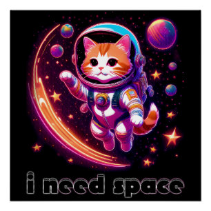 Pôster Preciso De Gato Espacial