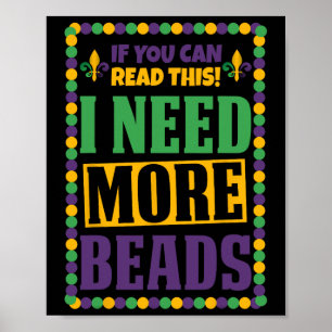 Poster Preciso De Mais Miçangas Engraçadas Mardi Gras