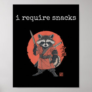 Poster Preciso De Snacks Raccoon, Memória Engraçado Racco