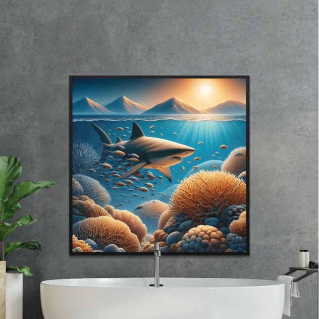 Poster Predador Majestoso: Tubarões - Dança Oceânica (Criador carregado)